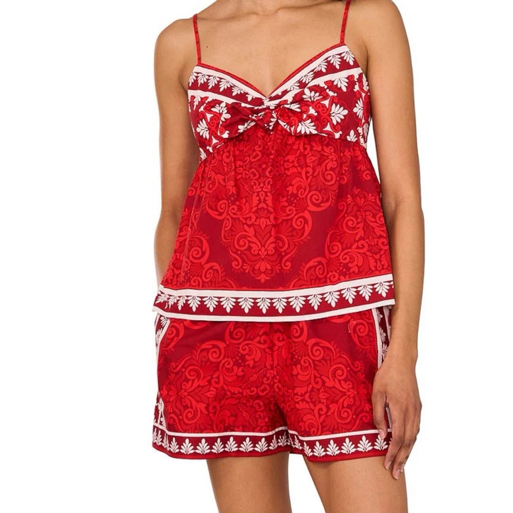 1-State Coordinating V-Neck Sleeveless Tie Front Tank and Shorts